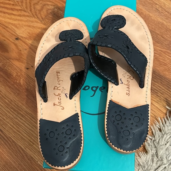 Jack Rogers Jacks Flat Sandal Size 6 Navy Blue - Picture 4 of 6